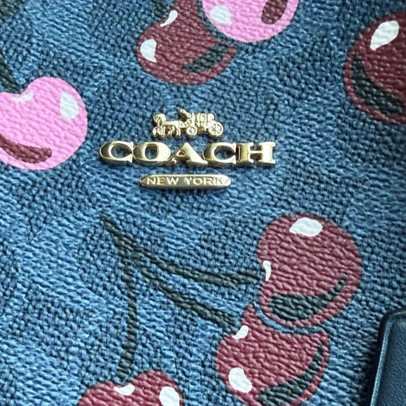 Coach Navy Cherry Print Mollie bag with Pink & Red Accents - Picture 2 of 6